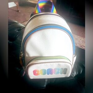 Coach small backpack. White multicolor